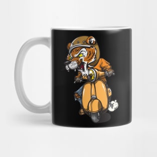 tiger rides a vespa Mug